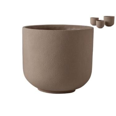 Imagem de Cachepot Vaso Decorativo Redondo Mesa Chão Extra Grande Rustico Bege D