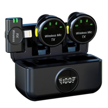 Imagem de Microfone Duplo Lapela sem fio Compatível iPhone com Case