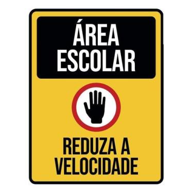Imagem de Placa Acm Área Escolar Reduza Velocidade 18X23 - Sinalizo
