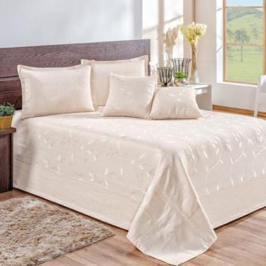 Imagem de Cobre leito madri jacquard kit queen 7 peças - mayra enxovais, PALHA