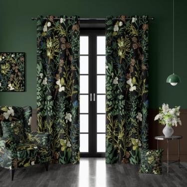 Imagem de Cortinas LADYVOGUE Botanical 100% Blackout Green 132x160cm 2 painéis