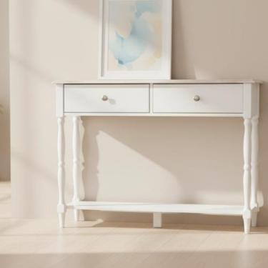 Imagem de Aparador 2 Gavetas com Vidro 100cm Madeira Maciça Tampo em Pés Tornead