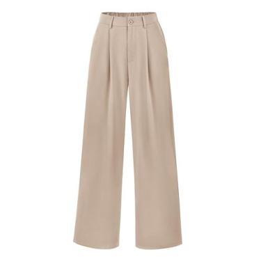 Imagem de Calça PRETTYGARDEN Pantalona Cintura Alta Caqui XL