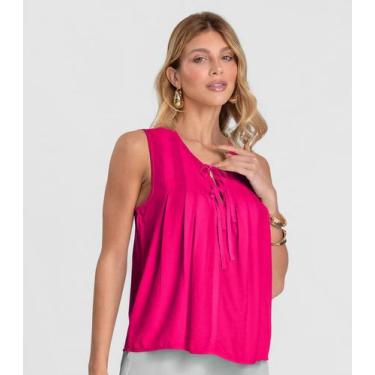 Imagem de Regata Feminina com Pregas Dianna Rosa, PP, Rosa