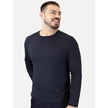 Imagem de Camiseta Ellus Manga Longa Cotton Fine Logo Azul Marinho-Masculino