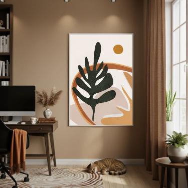 Imagem de Quadro Decorativo Folha Verde 70x50cm Mold Preta