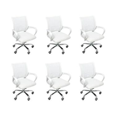 Imagem de Kit 6 Cadeiras De Escritório Oficial Begonia Tela Mesh Ergonômica Bran