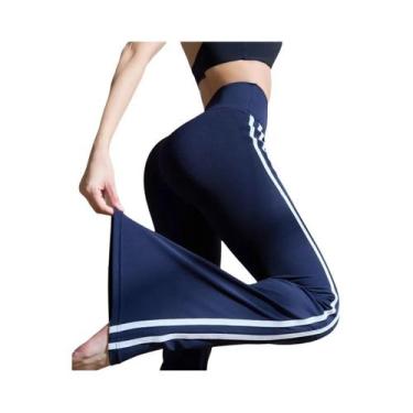 Imagem de Calças Legging De Yoga Femininas De Cintura Alta Com Perna Larga E Bar