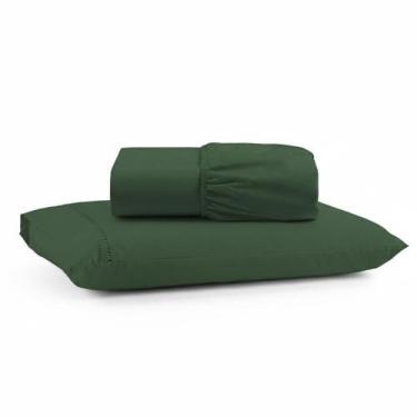 Imagem de Jogo De Lençol Solteiro Premium Soft 600 Fios Micropercal Verde Escuro
