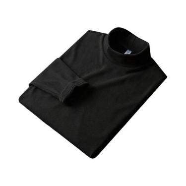 Imagem de Camiseta Masculina De Inverno Quente Com Gola Alta, Manga Longa, Elást