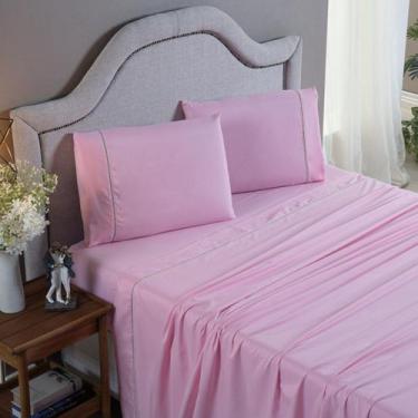 Imagem de Jogo de Cama Queen com Ponto Palito Conjunto 4 Peças 400 Fios Acetinad
