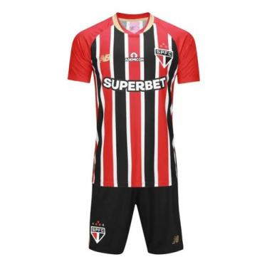 Imagem de Kit Infantil São Paulo FC Listrado 2025 Conjunto, Vermelho, T20 5Anos 