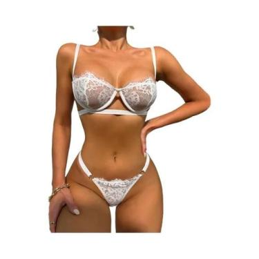 Imagem de Conjunto De Lingerie Sexy Com Renda Transparente, Sutiã E Calcinha Com