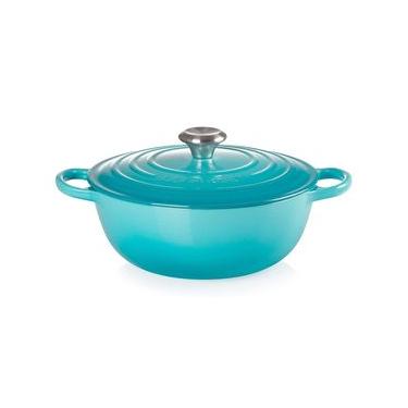 Imagem de PANELA MARMITA LE CREUSET 26CM SIGNATURE FERRO ESMALTADO AZUL CARIBE 21114261700430