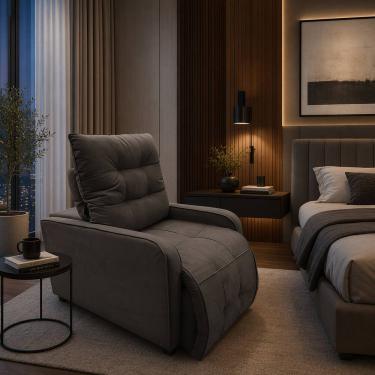 Imagem de Poltrona Graça Cadeira Papai Mamãe Idoso Reclinável e Retrátil Marrom