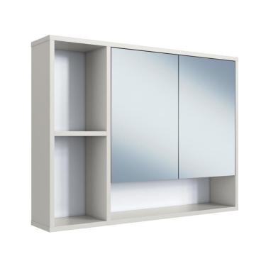 Imagem de Armário de Banheiro com Espelho 80cm 2 Portas 3 Nichos Bari BA1085AR Arenas - Art In Móveis