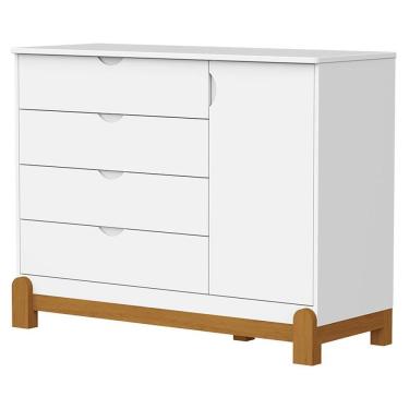 Imagem de Comoda Com Porta Lótus Liso Branco Acetinado - Reller
