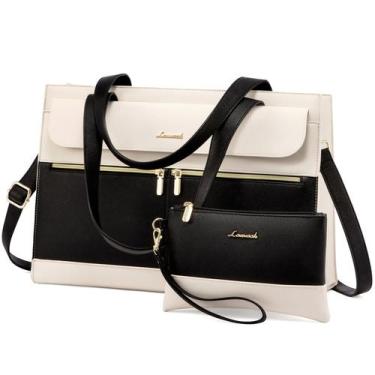 Imagem de Bolsa para laptop LOVEVOOK para mulheres de couro de 15,6" à prova d'á