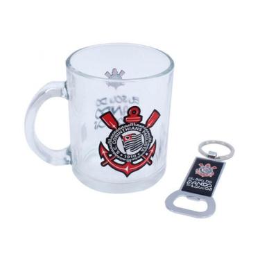 Imagem de Caneca De Vidro Com Abridor De Garrafas 350ml - Corinthians - mileno