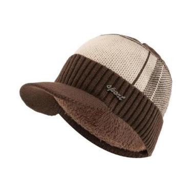Imagem de Gorro Unissex Quente De Inverno Com Forro De Pele, Gorro De Malha Gros