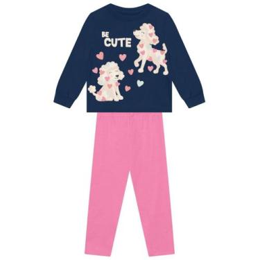 Imagem de Conjunto infantil menina cachorrinhos com glitter Brandili, 3, Azul ma
