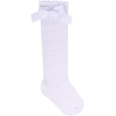 Imagem de Meia 3/4 Bebe Infantil Rn Centope Com Laço Algodão Batizado - Centopê,