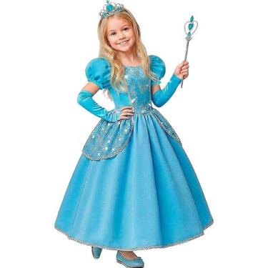 Imagem de Fantasia Branca de Neve Infantil Luxo pra Menina Com Capa Luvas Tiara 