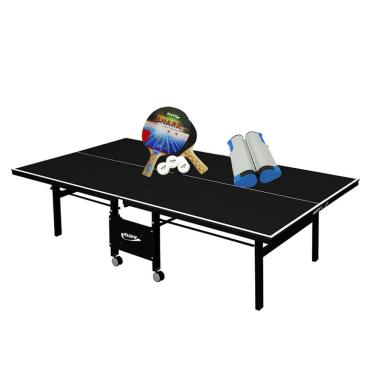 Imagem de MESA PING PONG 1084 PRETA KLOPF + Kit Raquetes e Bolinhas + Rede Retrátil