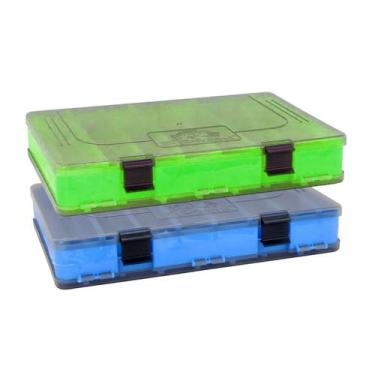 Imagem de Kit com 02 Estojos para Iscas EP Fishing Duplo Azul e Verde (16 divisó