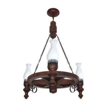 Imagem de Lustre Roda De Carroça Envelhecido 3 Lâmpadas 903e - Luminárias Muller
