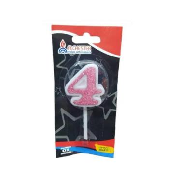 Imagem de Vela Aniv Citrus C/Gliter 4 Rosa Alchester Velas - ALCHETSTER, Unico, 