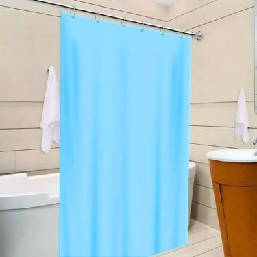 Imagem de Cortina Box Banheiro Azul Bebê Antimofo 1,80X2,00 100 PVC Com Ganhos C