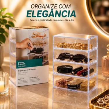 Imagem de Organizador Com Gaveta 4 Divisórias Porta Oculos Estojo de Escritórios