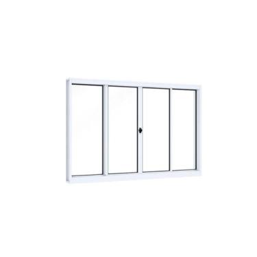 Imagem de Janela de Aço de Correr 120x150cm 4 Folhas com Vidro Liso Riobras Bran