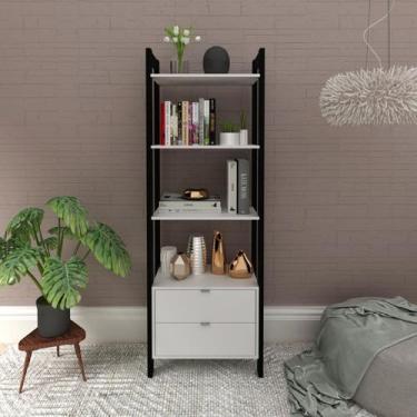Imagem de Estante de Livros 65CMX184,7cm 2 Gavetas Embaixo Haia Yescasa Branco/P