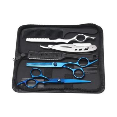 Imagem de Tesoura De Cabeleireiro Azul Em Aço Inoxidável Para Salão E Barbearia,