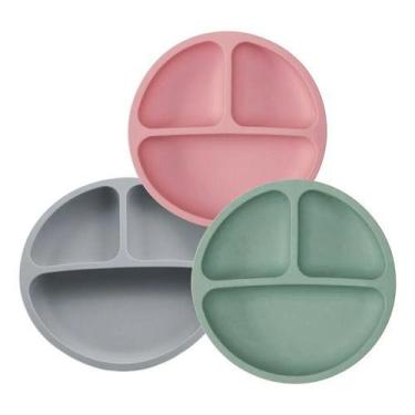 Imagem de Pratinho Silicone Com Ventosa Para Bebê Divisórias Bpa Free - - Petrin