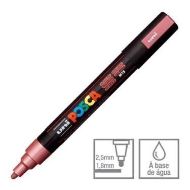 Imagem de Caneta Posca Marcador Uni-Ball PC-5M Vermelho Metálico M15 - Uni Ball
