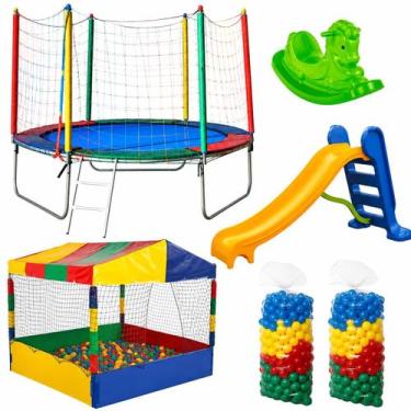 Imagem de Kit Festa Infantil Cama Elástica 2,30m + Piscina 1,50m c/ 1000 Bolinha