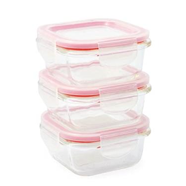 Imagem de Kit Mini Potes Herméticos de Vidro Tampa com Trava 3 Peças