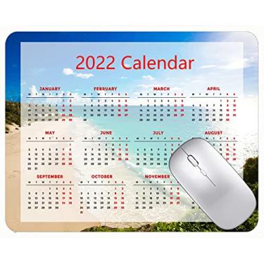 Imagem de Mouse pad calendário 2022 com feriados, Beach Blue Sea Sunshine Tapete de borracha antiderrapante