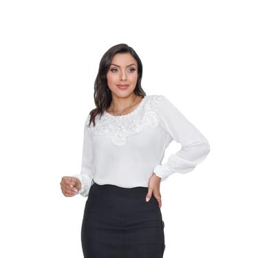 Imagem de Blusa feminina manga longa moda evangélica crepe SKU: BML14