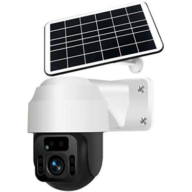 Imagem de Câmera de segurança doméstica sem fio movida a energia solar, câmera de vigilância Wi-Fi externa 1080P com visão noturna, monitoramento por radar de microondas, áudio 2 vias, IP66 à prova d'água