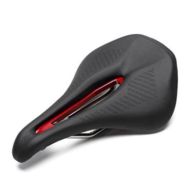 Imagem de BBxunsless Selim de bicicleta para homens e mulheres, TT Time Trial Triathlon Racing MTB Selim bicicleta exercício para BMX, MTB e estrada (preto-vermelho)
