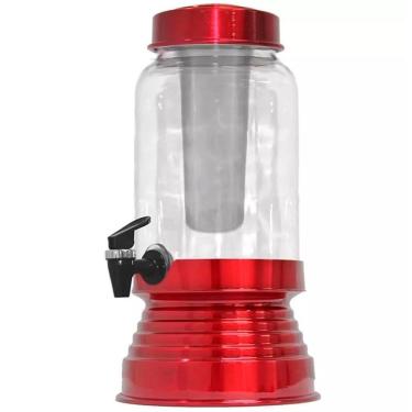 Imagem de Torre Cervejeira Vidro E Dispenser Gelo 3L Vermelho Mesclado