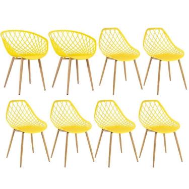 Imagem de Kit 2 Cadeiras Clarice Nest Sidera Com Braços + 6 Cadeiras Cloe Amarelo