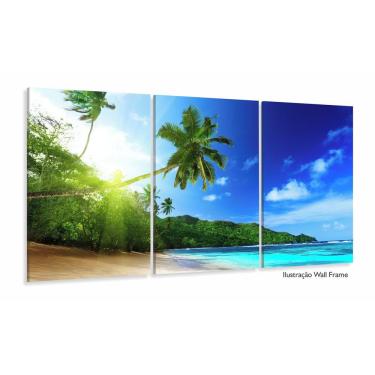 Imagem de Quadro Decorativo Mar Coqueiro Paisagem 120x60 3 pç
