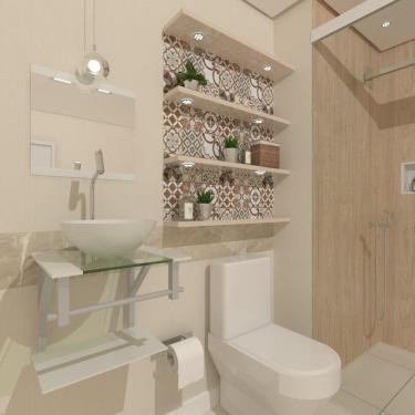 Imagem de Combo 2 em 1 - Gabinete de  Vidro para Banheiro Redonda 40cm Croácia + Torneira Algarve-Branco