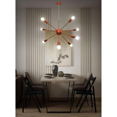 Imagem de Lustre Pendente Bivolt 8 Lâmpadas Sputnik WOODS! Cobre Fosco