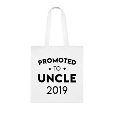 Imagem de Promoted To Uncle 2019 Sacola Promoted To Uncle Bag, Ideia de presente para tio, Presente para tio, Bolsa de ombro para tio, Bolsas reutilizáveis para tio, Presente para o tio da Filha favorita, Filho e Crianças, Branco